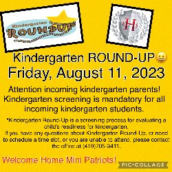 Picture of Kindergarten Round-up flyer.